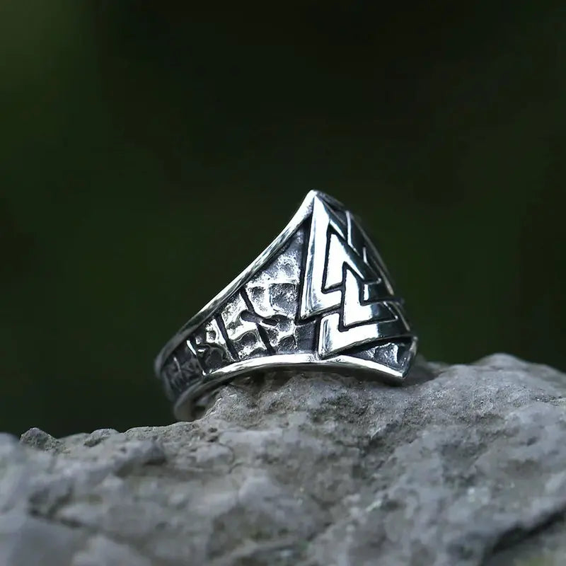 New Men'S 316L Stainless Steel Rings Vintage Viking Nordic Rune Amulet Finger Fashion Jewelry Gift