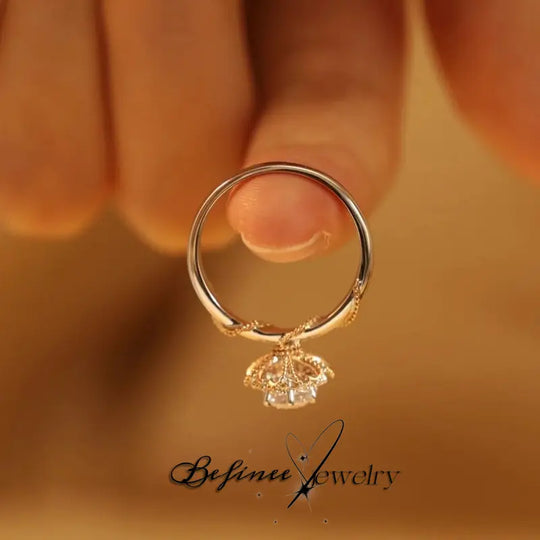 Engagement Flower Rings for Women Two Tone Bridal Sets Crossover round Engagement Ring Sets Cubic Zirconia Anniverdary Promise with Jewelry Gift Box
