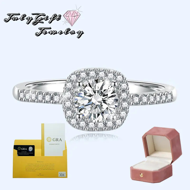 2Ct Moissanite Rings, Cushion Cut Square Engagement Rings with Exquisite Box, VVS1 Excellent D Color Moissanite, Wedding Bands, Promise Rings, Eternity Rings