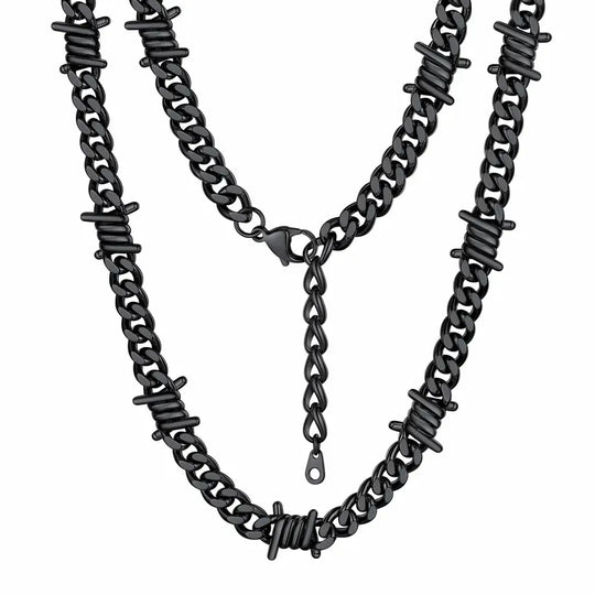 Findchic Cuban Link Chain Choker Necklace Hip-Hop Punk Gothic Stainless Steel Heavy Thick Barbed Wire Necklace for Women Men Girlfriend Boyfriend Birthday Anniversary Wedding Valentine'S Day Women'S Day Mother'S Day Father'S Day Christmas Holiday Gift