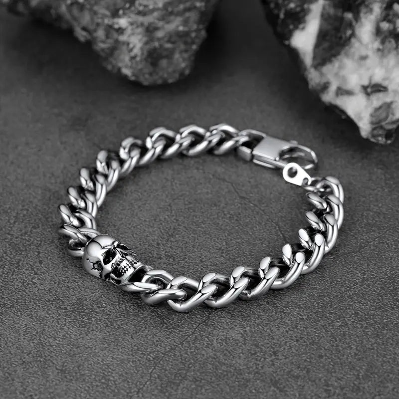 Faithheart Gothic Cuban Chain for Men Skull Bracelet Stainless Steel