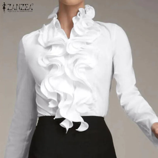 S ZANZEA Ladies Chic Tunic Tops Spring Office