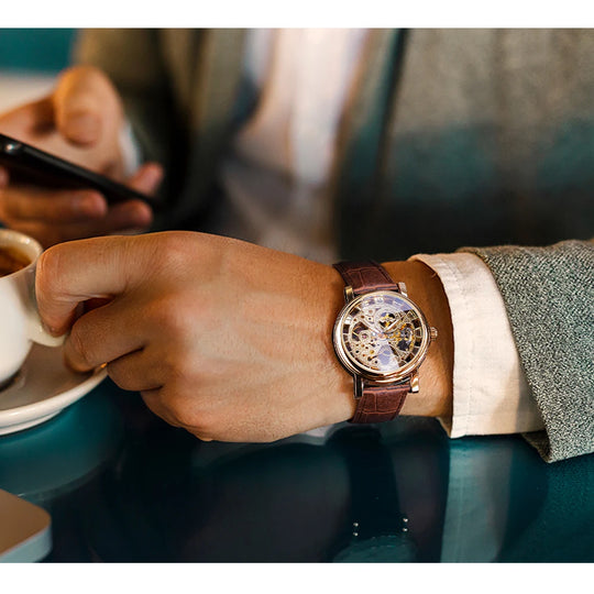 Winner Transparent Golden Case Luxury Casual Design