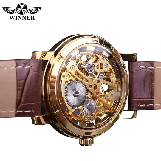 Winner Transparent Golden Case Luxury Casual Design