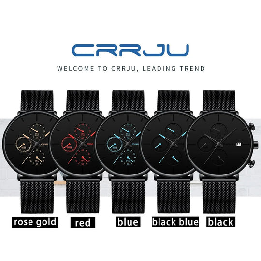 CRRJU Mens Watches Luxury Sport Wrist Watch