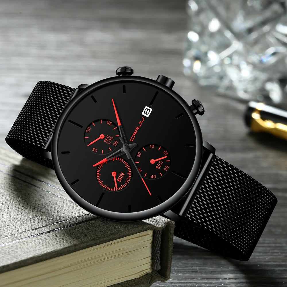 CRRJU Mens Watches Luxury Sport Wrist Watch