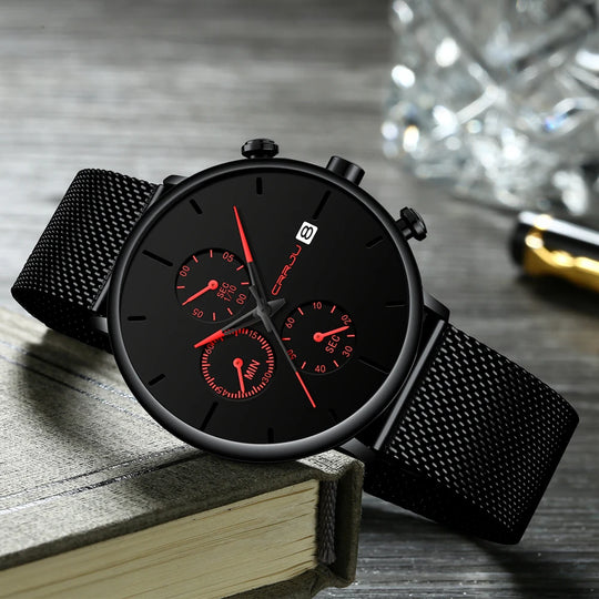 CRRJU Mens Watches Luxury Sport Wrist Watch