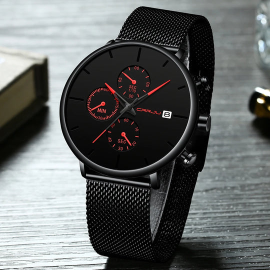 CRRJU Mens Watches Luxury Sport Wrist Watch