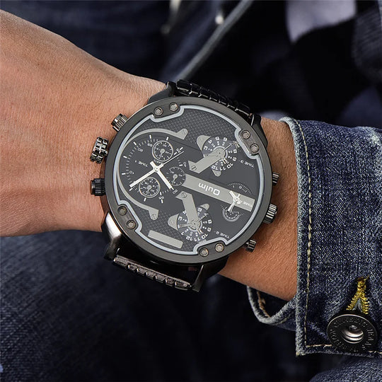 Oulm Huge Two Time Zone Men's Watches