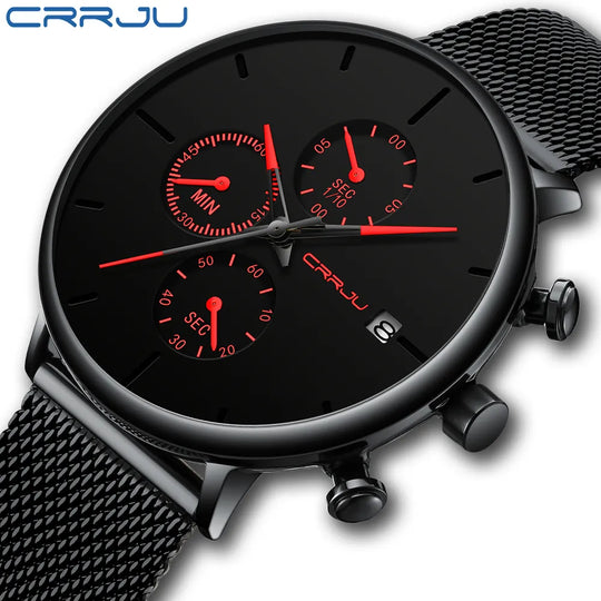 CRRJU Mens Watches Luxury Sport Wrist Watch