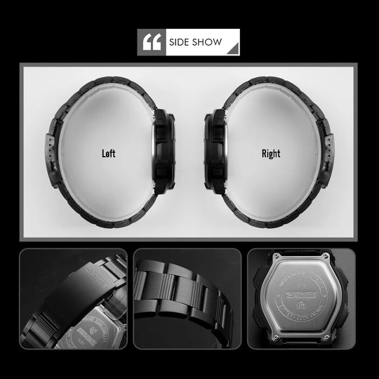 SKMEI Watch Men's Watch Fashion Sport Watches Stainless Steel Strap Mens Watches Stopwatch Chronograph Waterproof Wristwatch Men