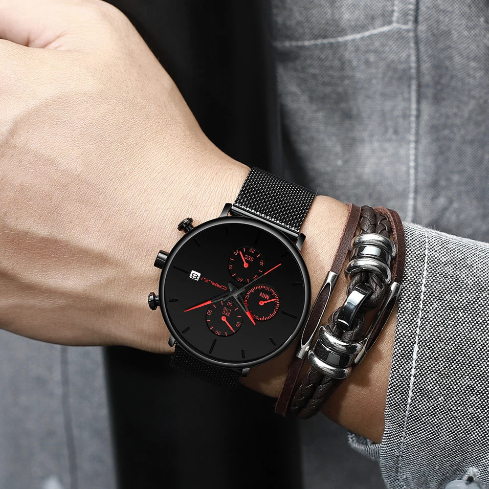 CRRJU Mens Watches Luxury Sport Wrist Watch