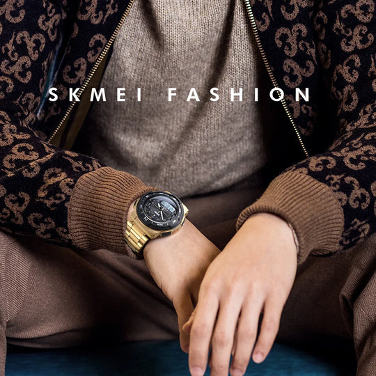 SKMEI Watch Men's Watch Fashion Sport Watches Stainless Steel Strap Mens Watches Stopwatch Chronograph Waterproof Wristwatch Men
