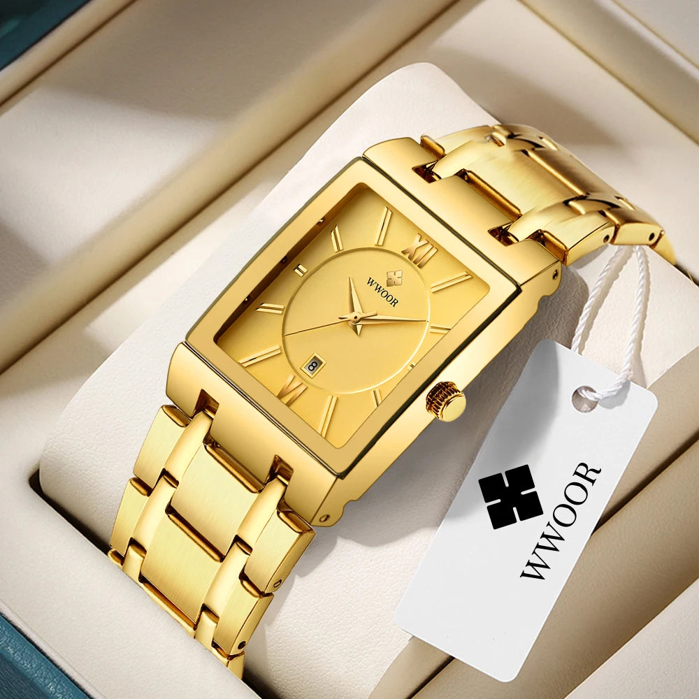 Relogio Masculino WWOOR Gold Watch Men
