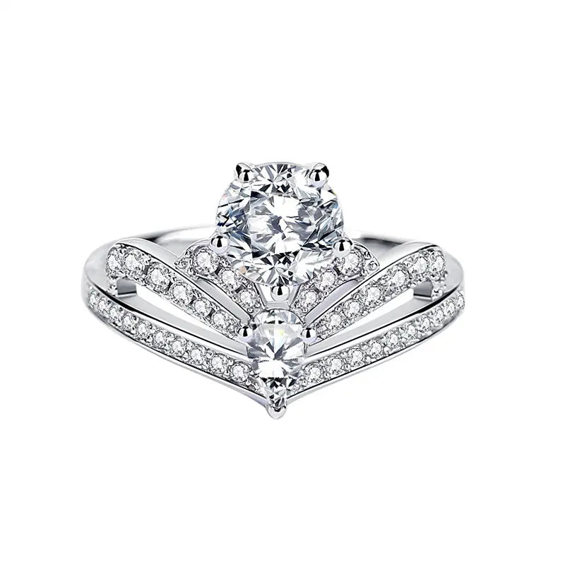 Crown Queen Moissanite Halo Engagement Rings Flower for Women Halo Rings for Women D Color VVS1 Clarity round Cut Moissanite Ring in Sterling Silver Plated