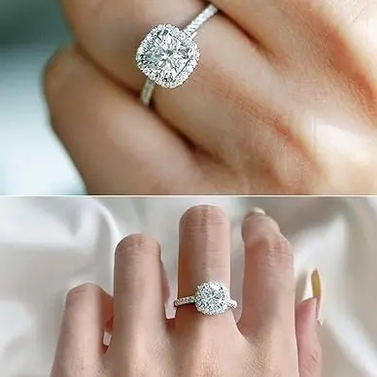 2Ct Moissanite Rings, Cushion Cut Square Engagement Rings with Exquisite Box, VVS1 Excellent D Color Moissanite, Wedding Bands, Promise Rings, Eternity Rings