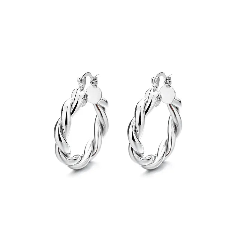 Fashion Ear Rings Ear Buckles Geometric Winding Fried Dough Twists Simple Temperament Versatile Circle Earrings Valentine