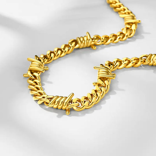 Findchic Cuban Link Chain Choker Necklace Hip-Hop Punk Gothic Stainless Steel Heavy Thick Barbed Wire Necklace for Women Men Girlfriend Boyfriend Birthday Anniversary Wedding Valentine'S Day Women'S Day Mother'S Day Father'S Day Christmas Holiday Gift