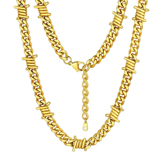 Findchic Cuban Link Chain Choker Necklace Hip-Hop Punk Gothic Stainless Steel Heavy Thick Barbed Wire Necklace for Women Men Girlfriend Boyfriend Birthday Anniversary Wedding Valentine'S Day Women'S Day Mother'S Day Father'S Day Christmas Holiday Gift